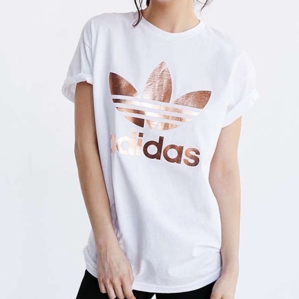 Adidas rose gold logo t-shirt
